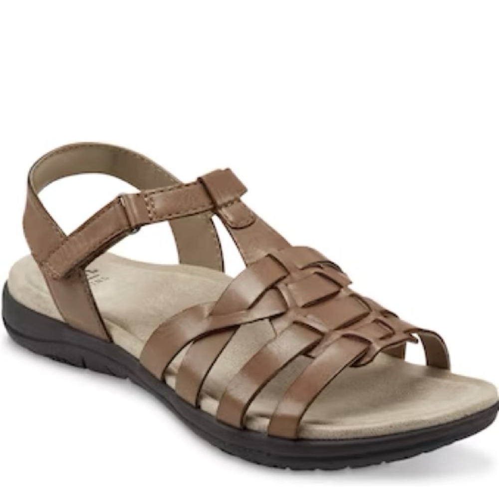 Earth Origins Tan Braided Leather Slingback Sandals